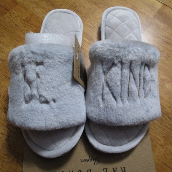 New Rae Dunn BE KIND Womens Gray Slide Slippers - Picture 1 of 16